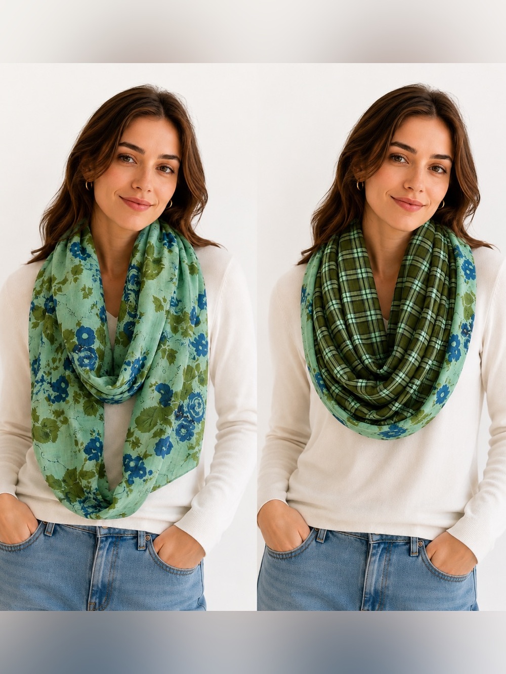 Cotton reversible infinity fashion scarf NWT